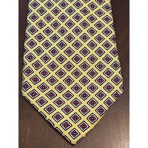 Thatcher Spring Repp Hand Made Gold Red 100% Silk Printed In Italy Mens Neck Tie